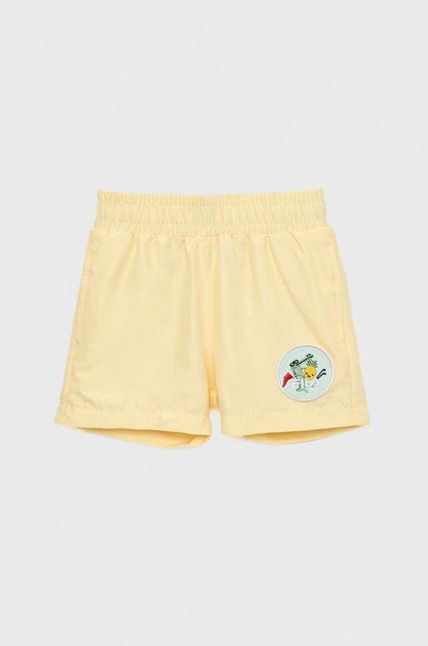 Levně Dětské plavkové šortky Fila žlutá barva