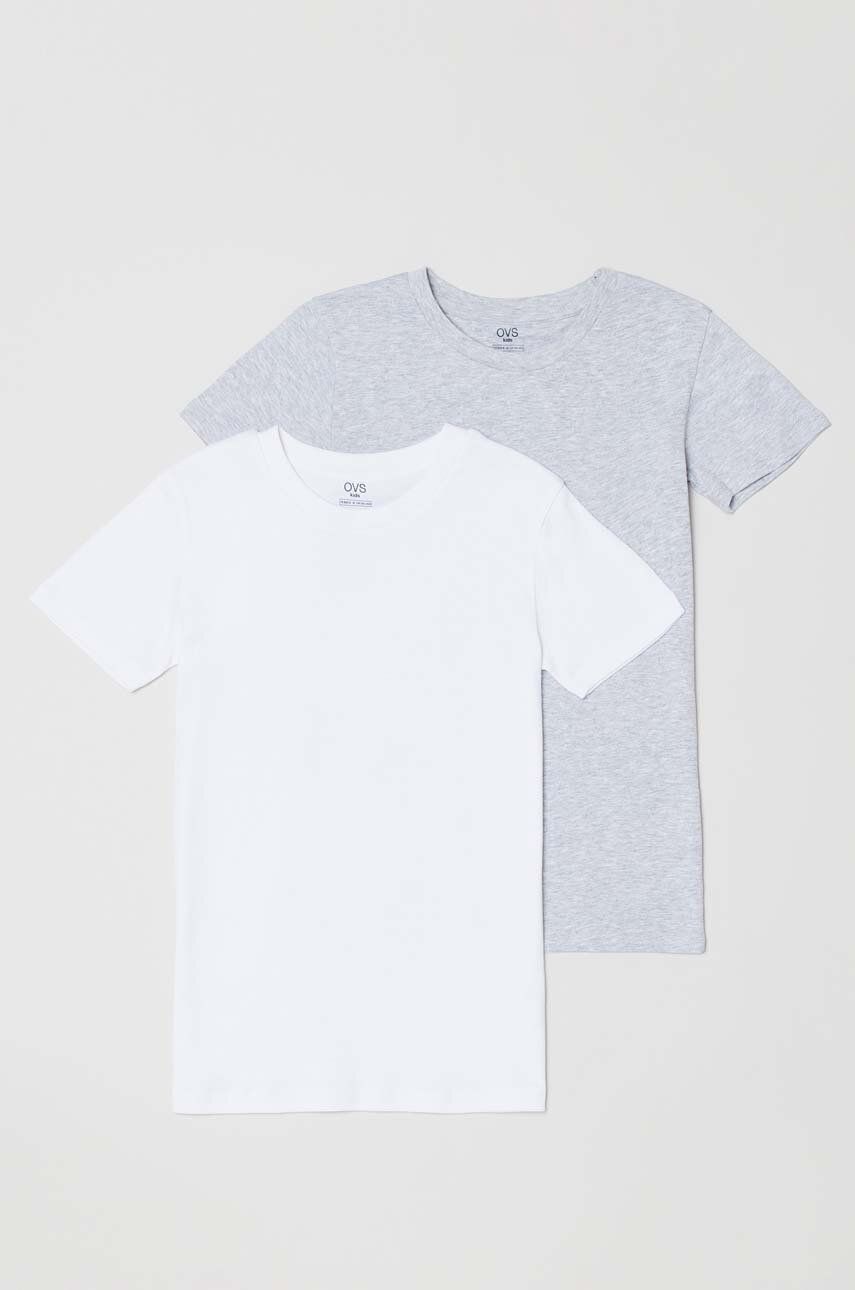 Detské pyžamové tričko OVS 2-pak šedá farba, melanžová