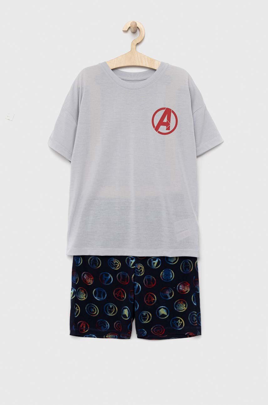 Detské pyžamo GAP x Marvel šedá farba, vzorované
