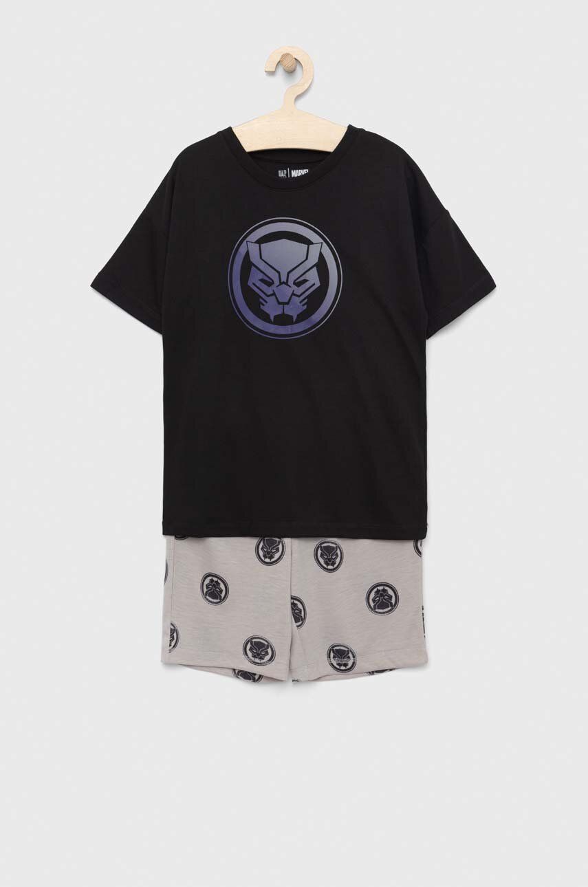 GAP pijama copii x Marvel culoarea negru, modelator