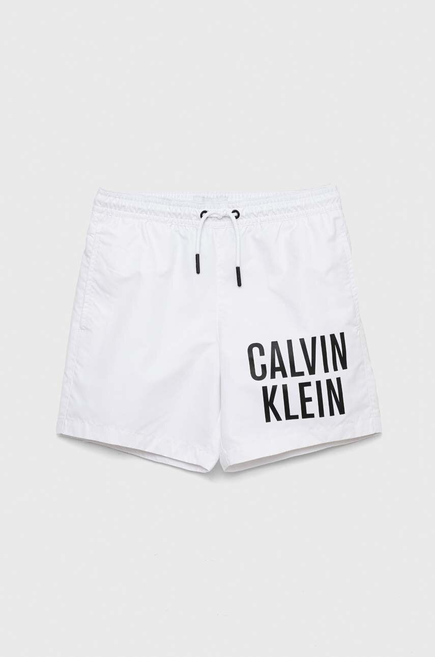 Dětské plavkové šortky Calvin Klein Jeans bílá barva - bílá -  100 % Polyester