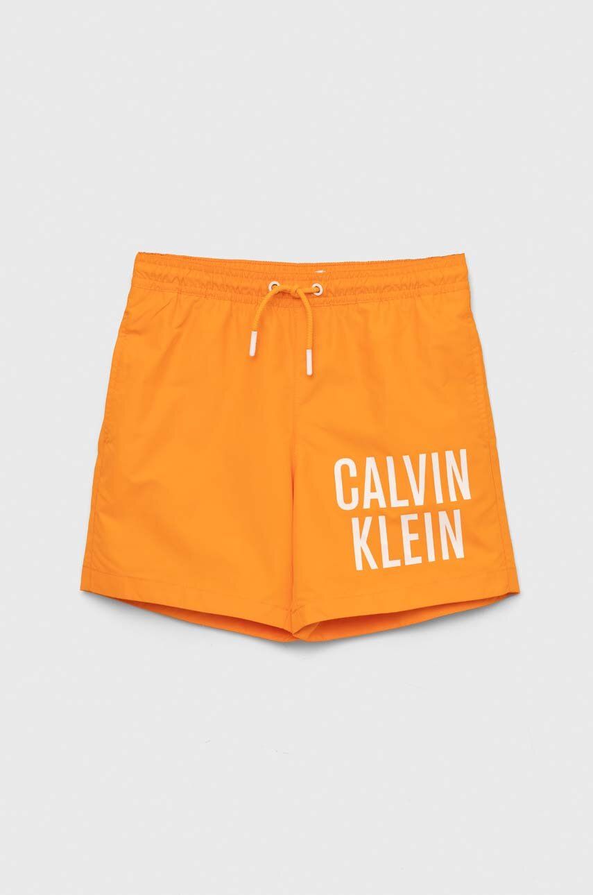 Dětské plavkové šortky Calvin Klein Jeans oranžová barva - oranžová -  100 % Polyester