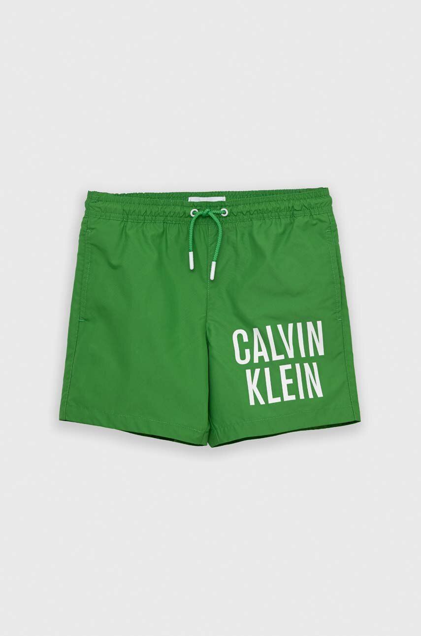 Dětské plavkové šortky Calvin Klein Jeans zelená barva - zelená -  100 % Polyester
