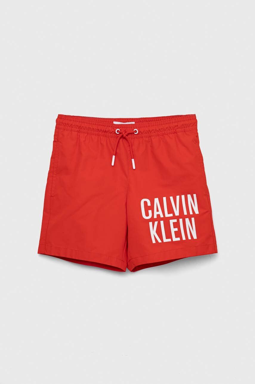 Dětské plavkové šortky Calvin Klein Jeans vínová barva - burgundské -  100 % Polyester