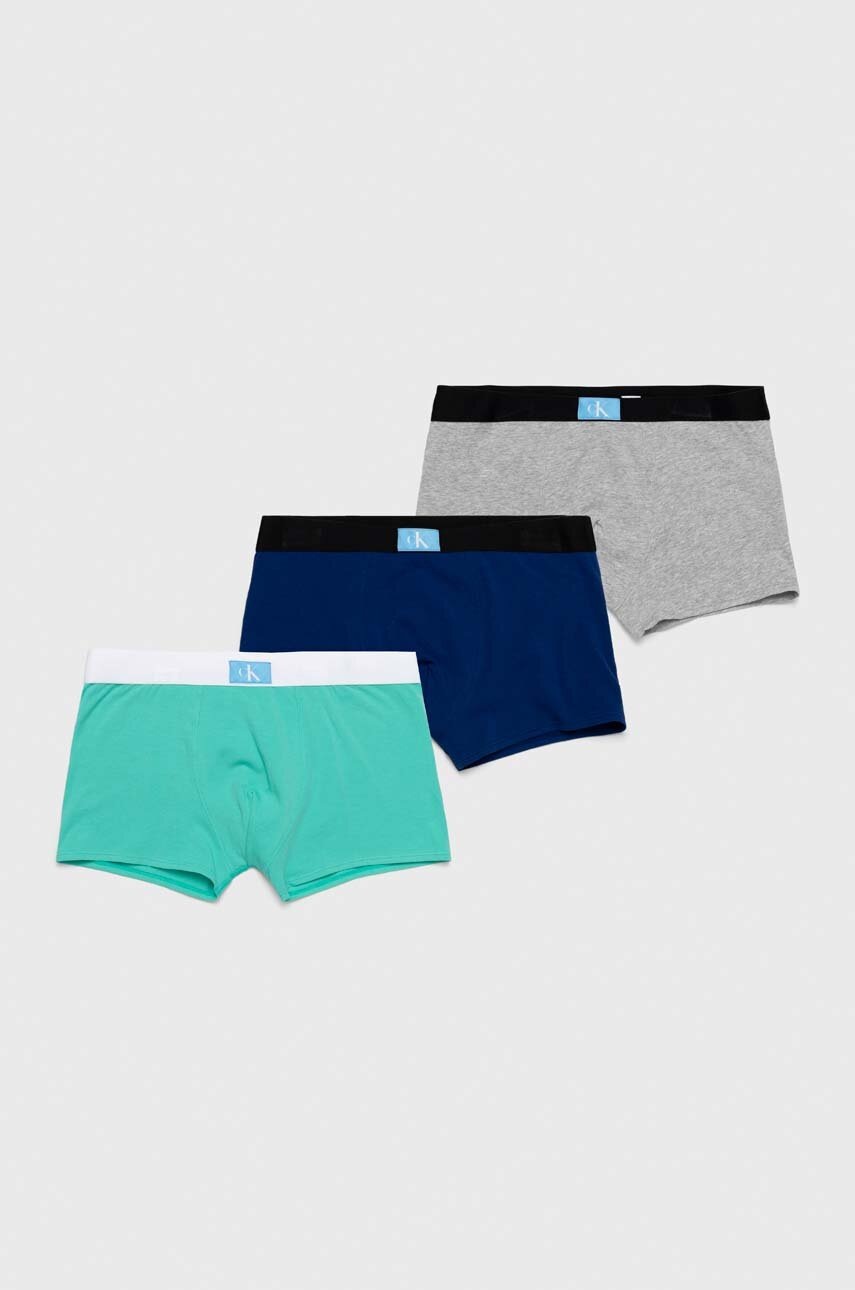 

Детски боксерки Calvin Klein Underwear (3 броя) в тюркоазено, Тюркоазен