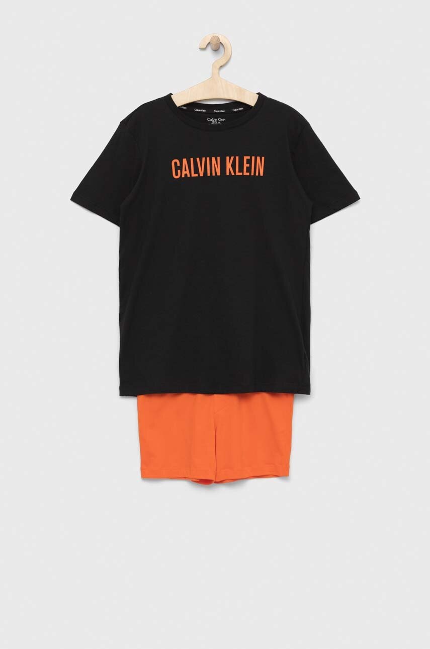 

Тениска и боксерки Calvin Klein Underwear в оранжево с принт, Оранжев