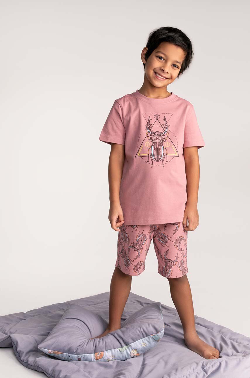 Detské bavlnené pyžamo Coccodrillo ružová farba, vzorovaná