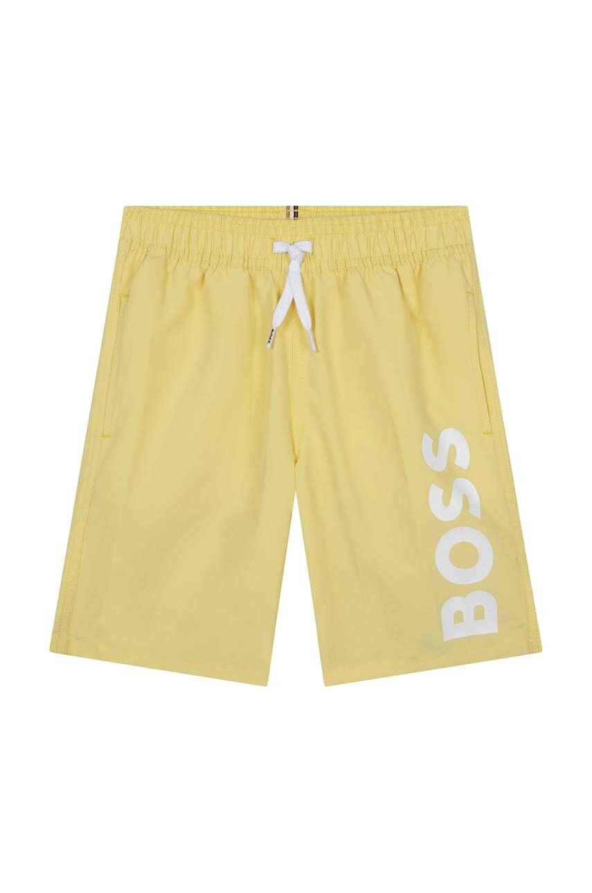 Dětské plavkové šortky BOSS žlutá barva - žlutá -  100 % Polyester