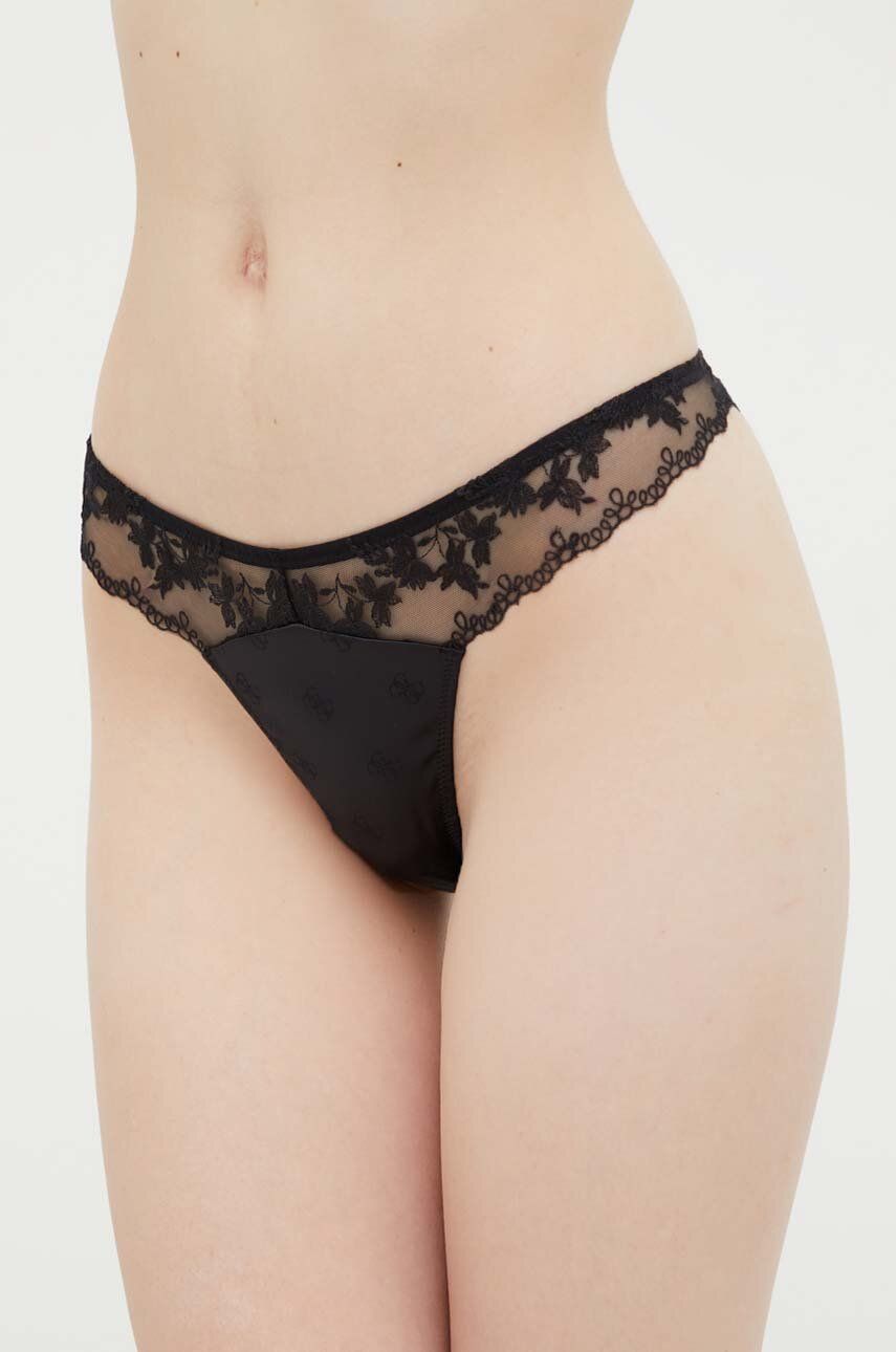 E-shop Kalhotky brazilky Guess černá barva, průhledné
