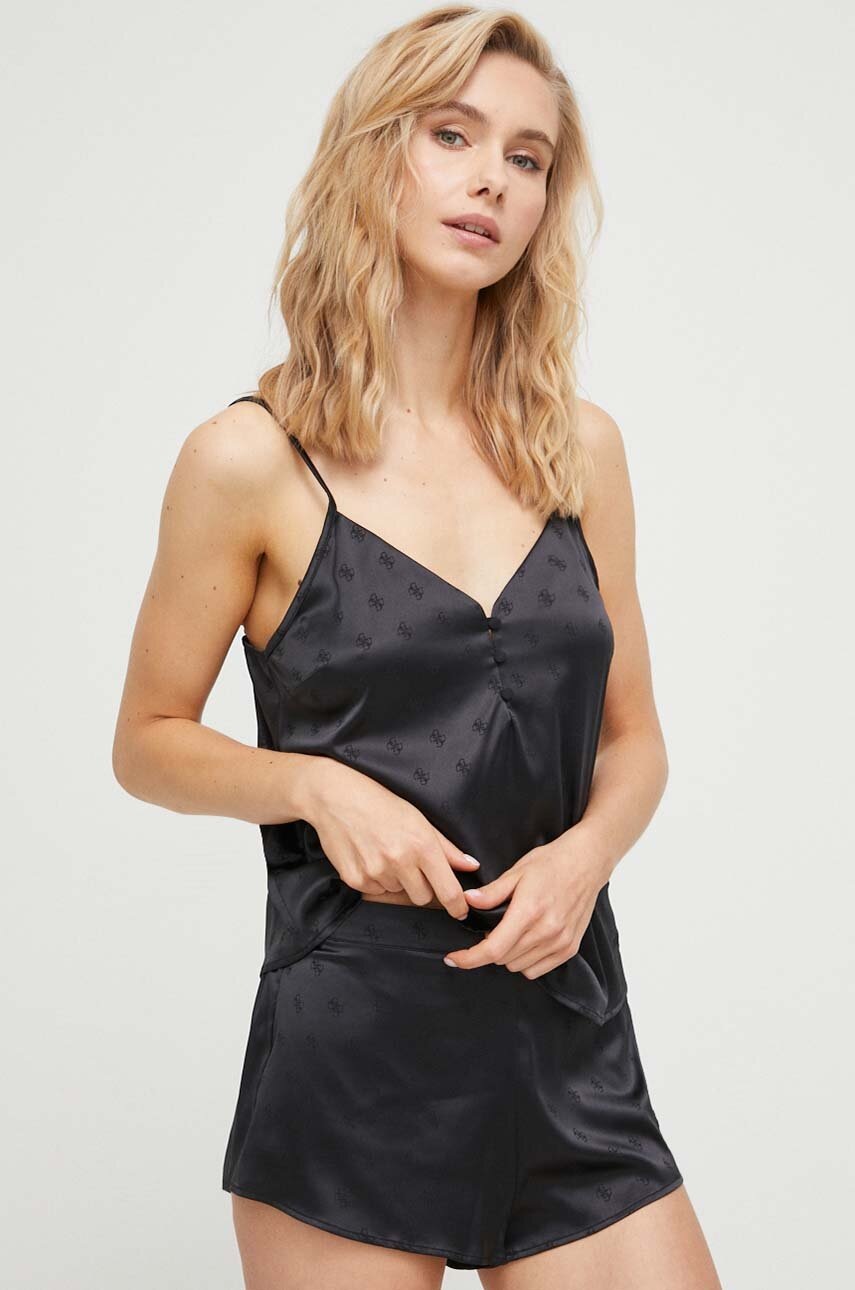 

Пижама Guess женская цвет чёрный из сатина