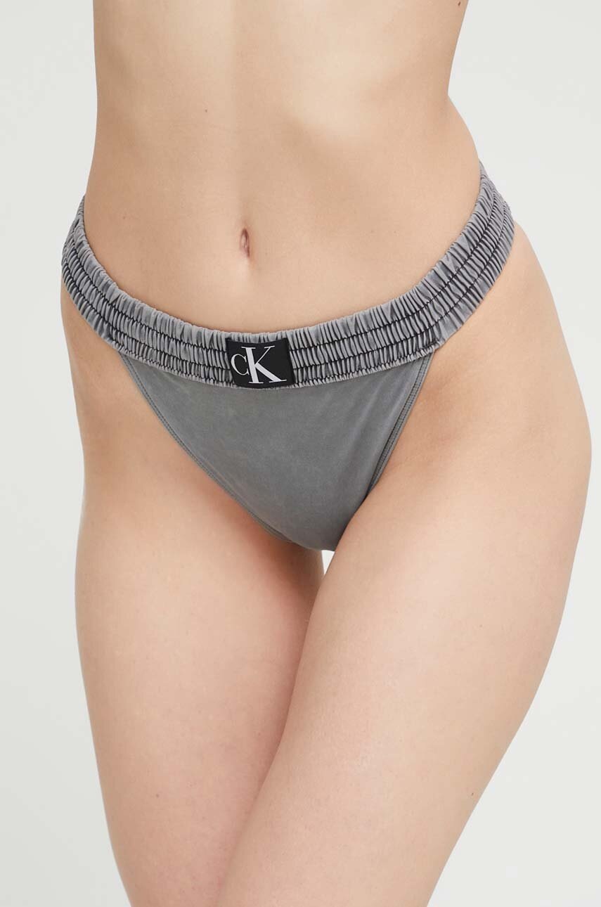 

Горнище на бански Calvin Klein в черно с леко подплатена чашка, Сив