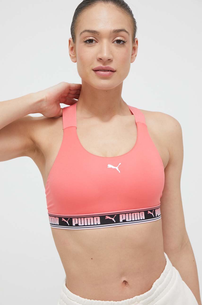 Sportovní podprsenka Puma Feel It růžová barva - růžová -  Podšívka: 88 % Polyester