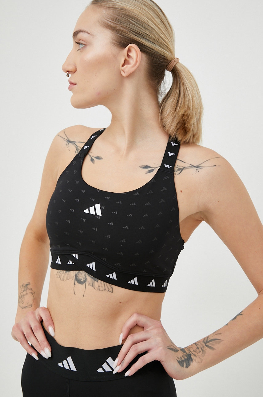 Adidas performance sutien sport powerreact culoarea negru, modelator