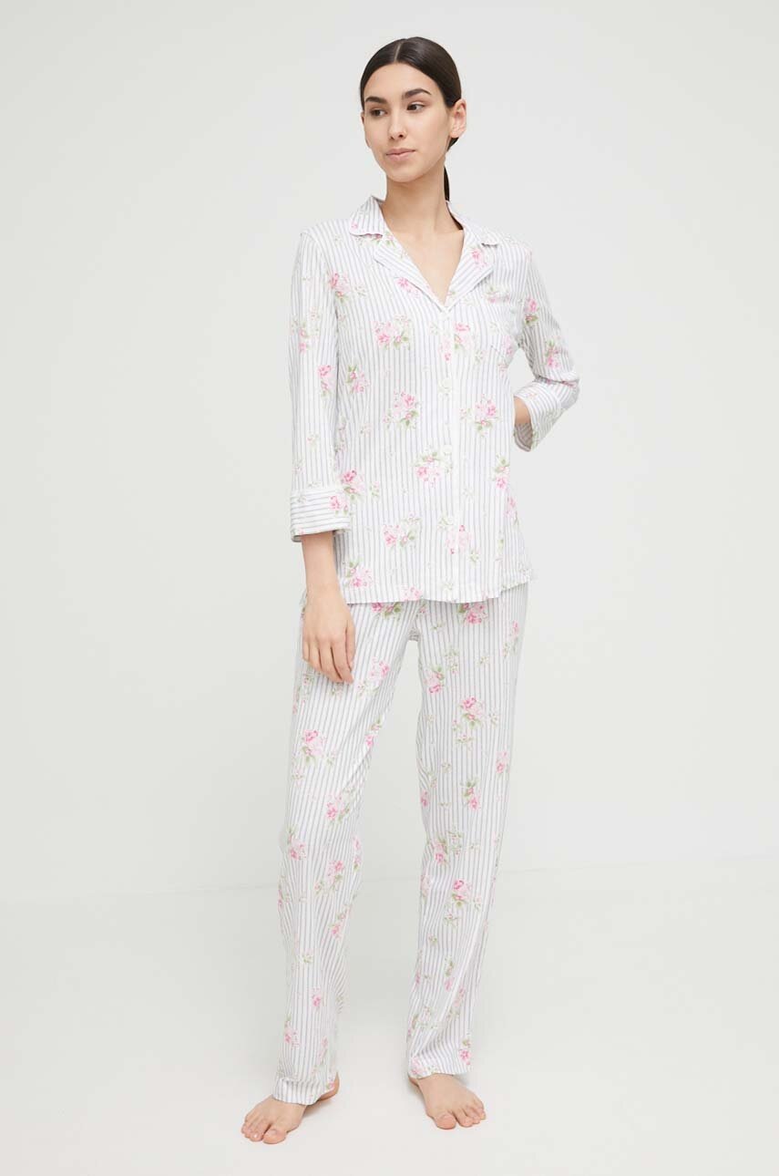 

Пижама Lauren Ralph Lauren дамска в бяло, Бял