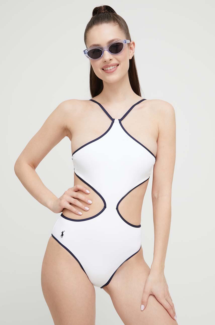 Jednodílné plavky Polo Ralph Lauren bílá barva, mírně vyztužený košík - bílá -  Podšívka: 84 % 