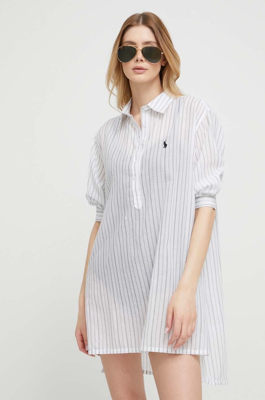 Levně Bavlněná pyžamová košile Polo Ralph Lauren šedá barva