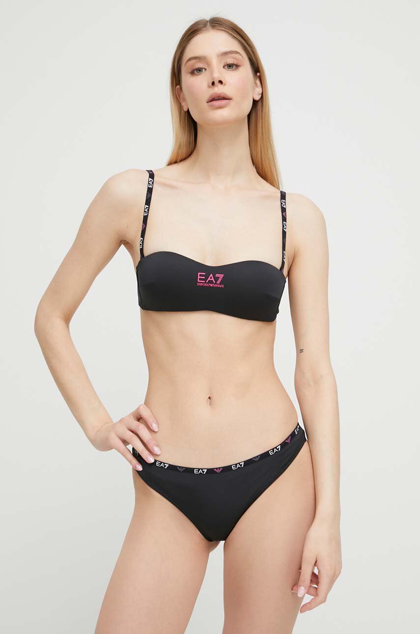 Ea7 Emporio Armani Costum De Baie Din Doua Piese Culoarea Negru, Cupa Rigidizata