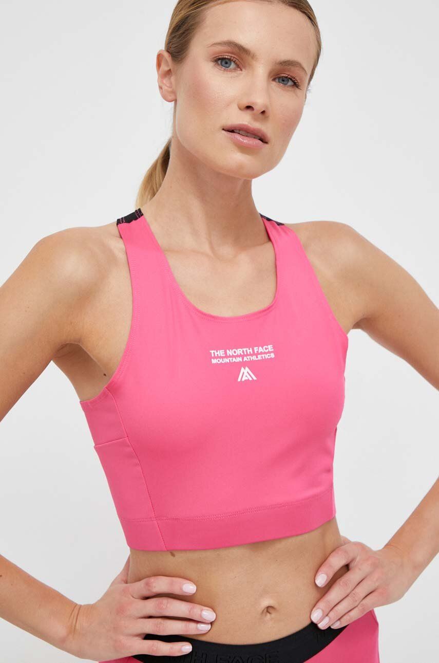 Sportovní podprsenka The North Face Mountain Athletics růžová barva - růžová -  91 % Polyester