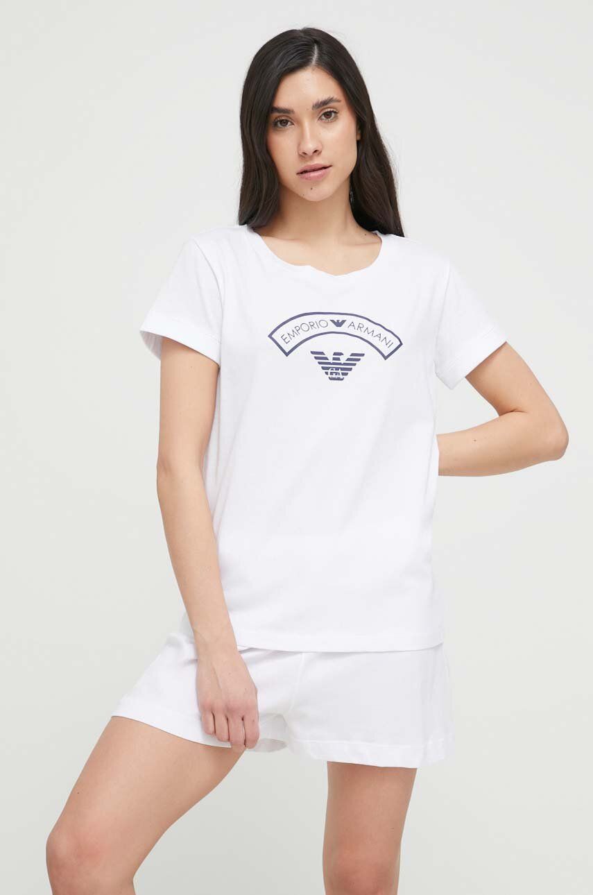 Emporio Armani Underwear pijamale de bumbac culoarea alb, bumbac alb
