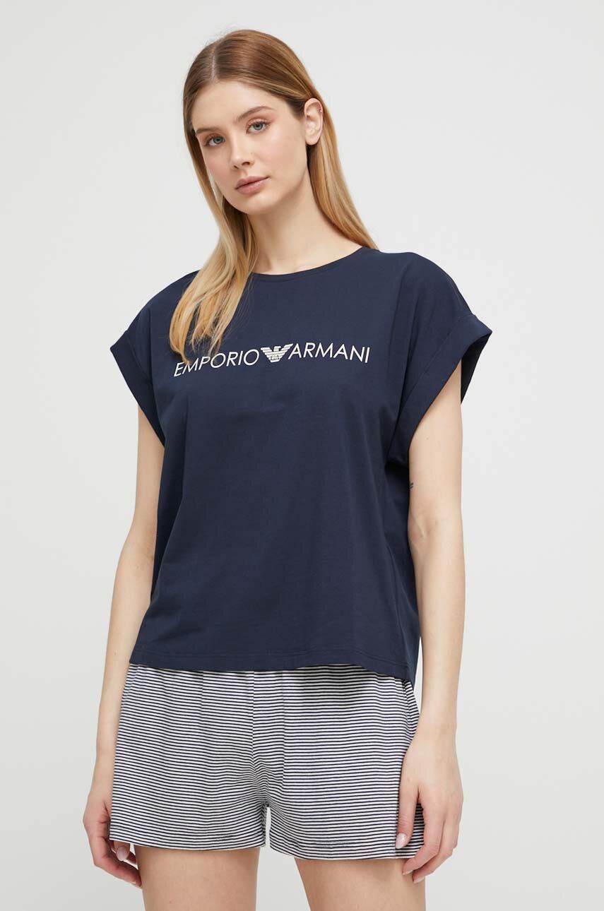 Emporio Armani Underwear pijama femei, culoarea albastru marin albastru imagine noua lenjerie-femei.ro