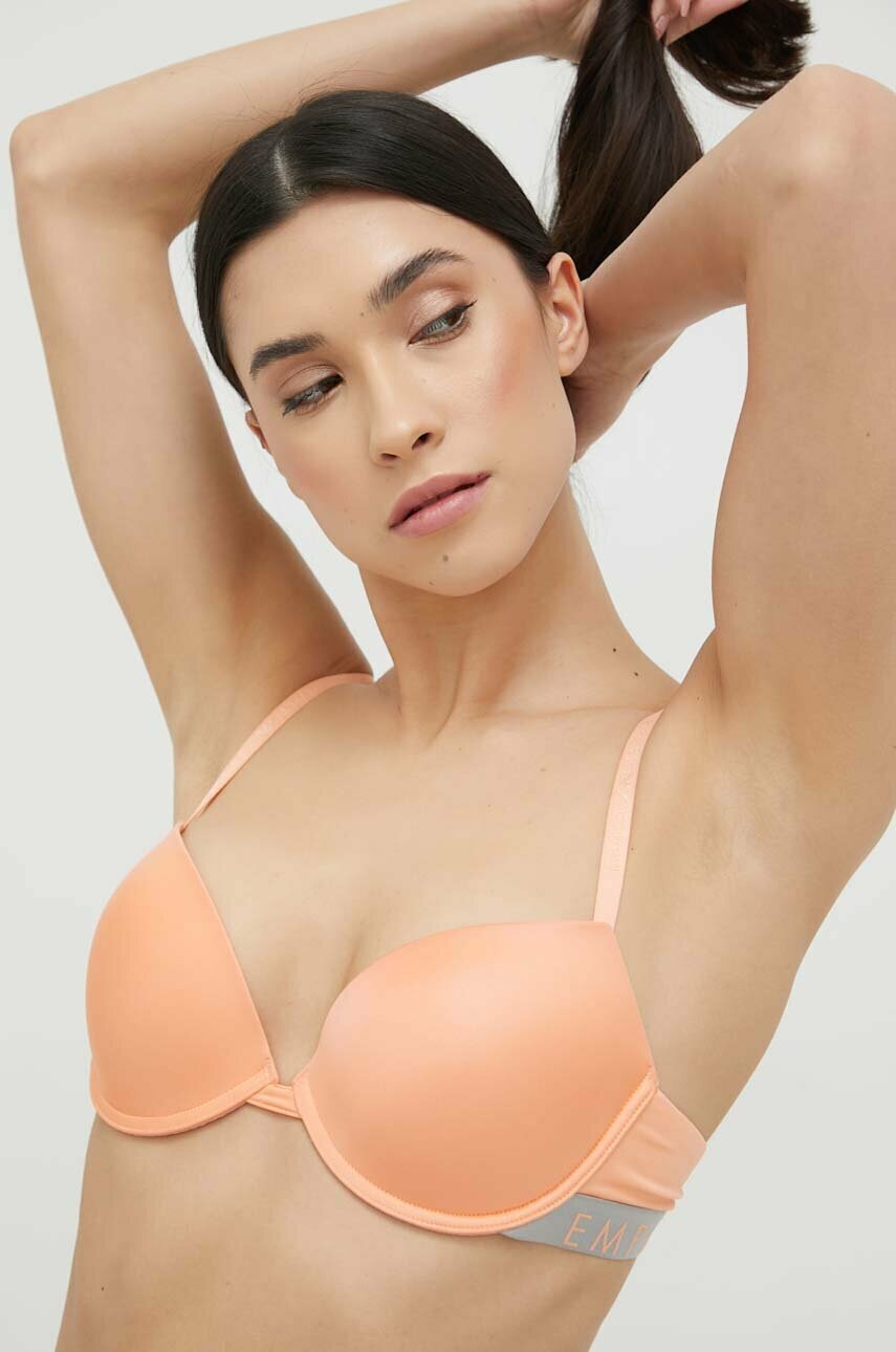 

Сутиен Emporio Armani Underwear в оранжево с изчистен дизайн, Оранжев