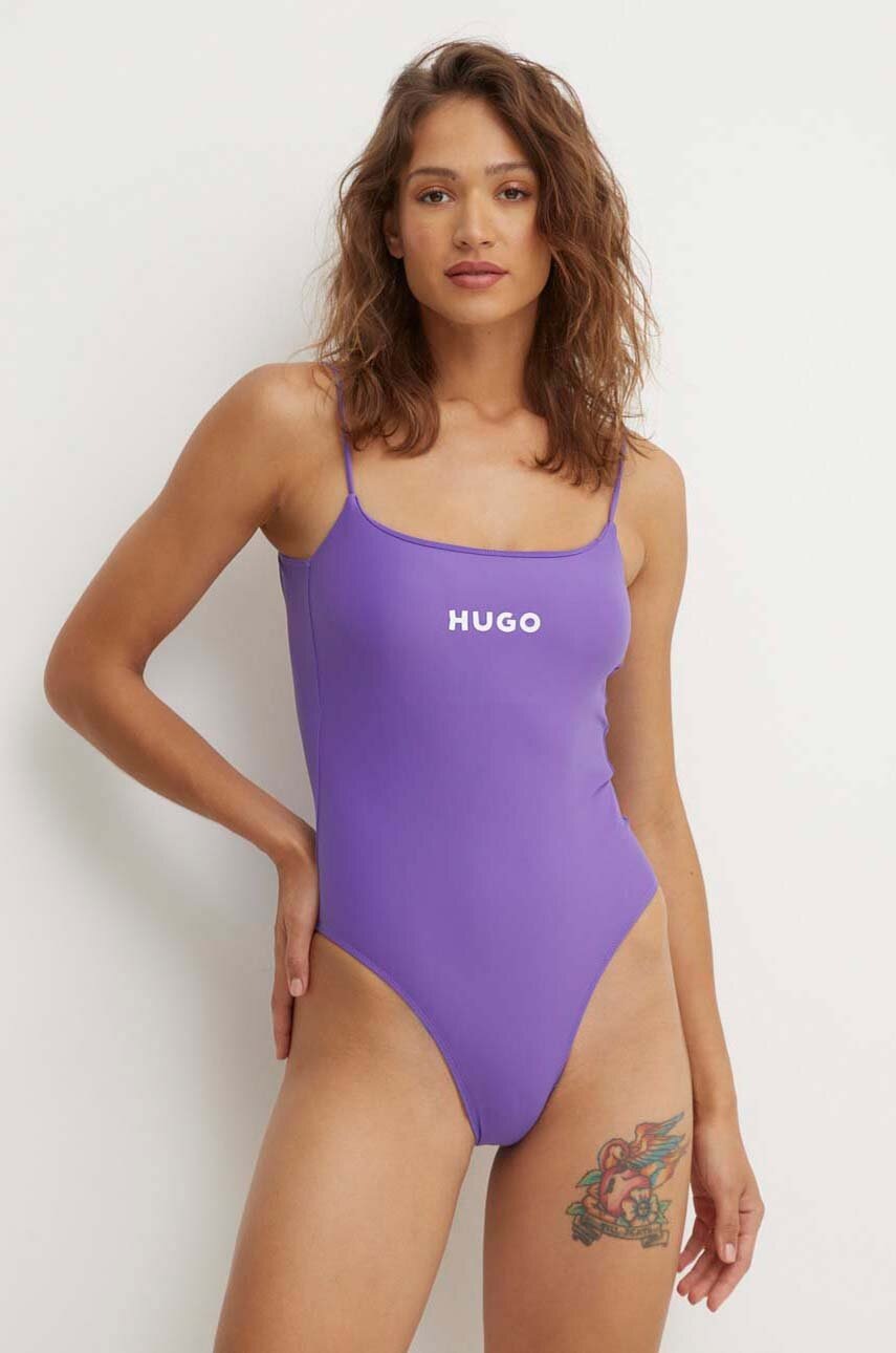 HUGO costum de baie dintr-o bucată culoarea negru, cupa usor rigidizata, 50492422