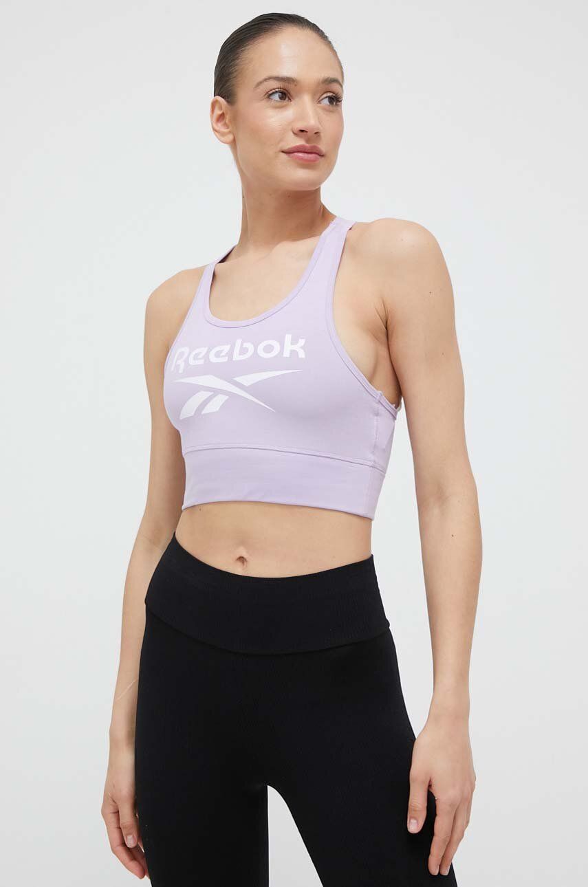 Sportovní podprsenka Reebok Reebok Identity fialová barva - fialová -  93 % Bavlna