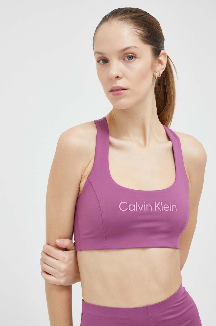 Sportovní podprsenka Calvin Klein Performance Essentials fialová barva