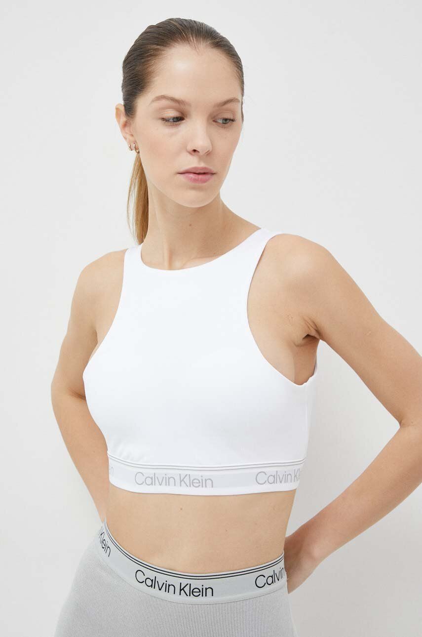 Sportovní podprsenka Calvin Klein Performance CK Athletic bílá barva - bílá -  Hlavní materiál: