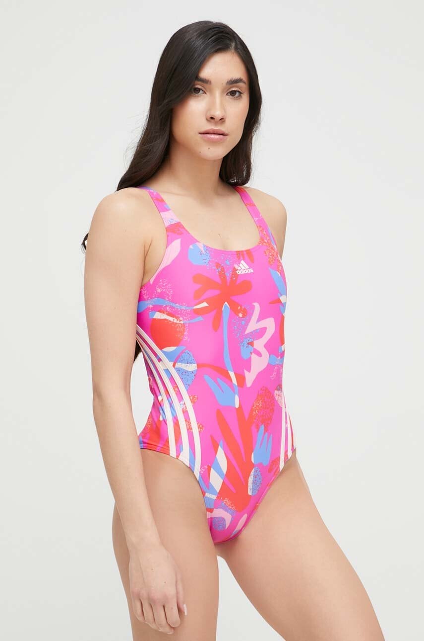 Adidas Performance Costum De Baie Dintr-o Bucata Floral Culoarea Roz, Cupa Moale