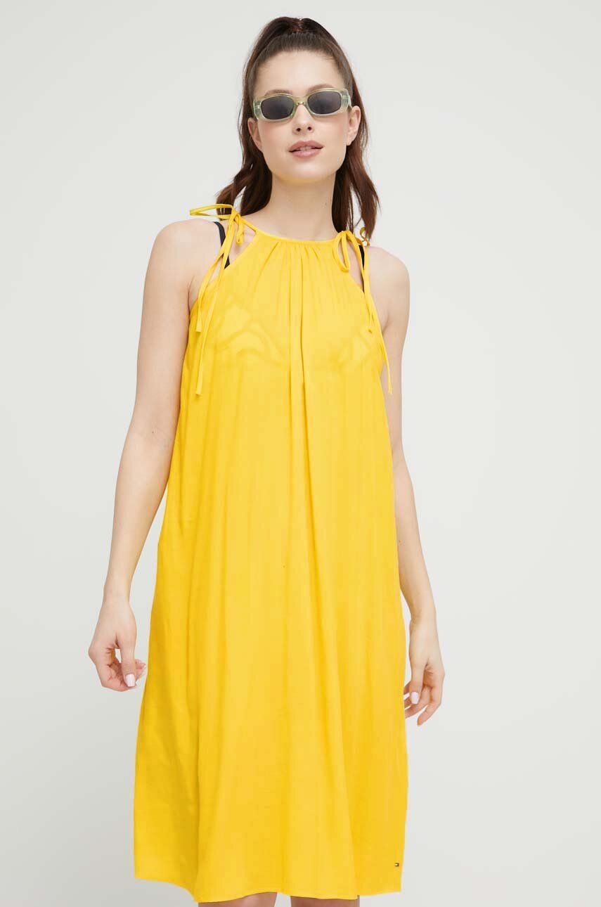 Plážové šaty Tommy Hilfiger žlutá barva - žlutá