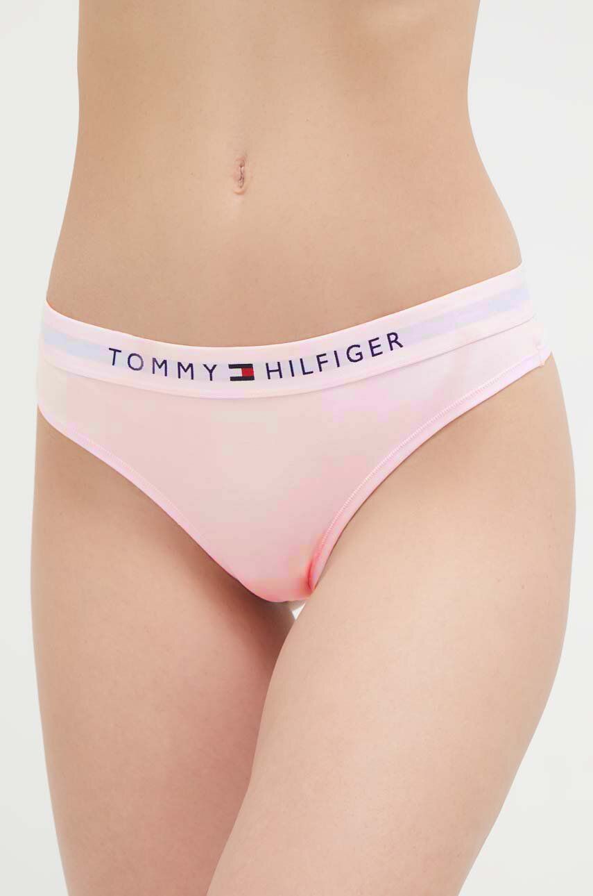 Levně Tanga Tommy Hilfiger růžová barva, UW0UW04146