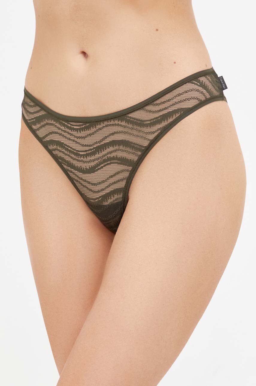 

Бикини Calvin Klein Underwear в зелено от полупрозрачна материя, Зелен