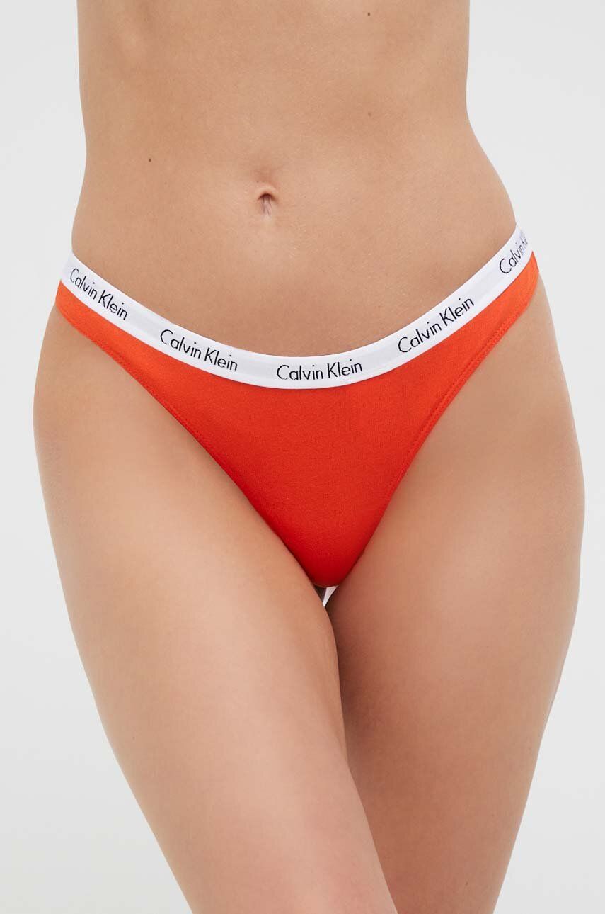 Levně Tanga Calvin Klein Underwear 5-pack oranžová barva