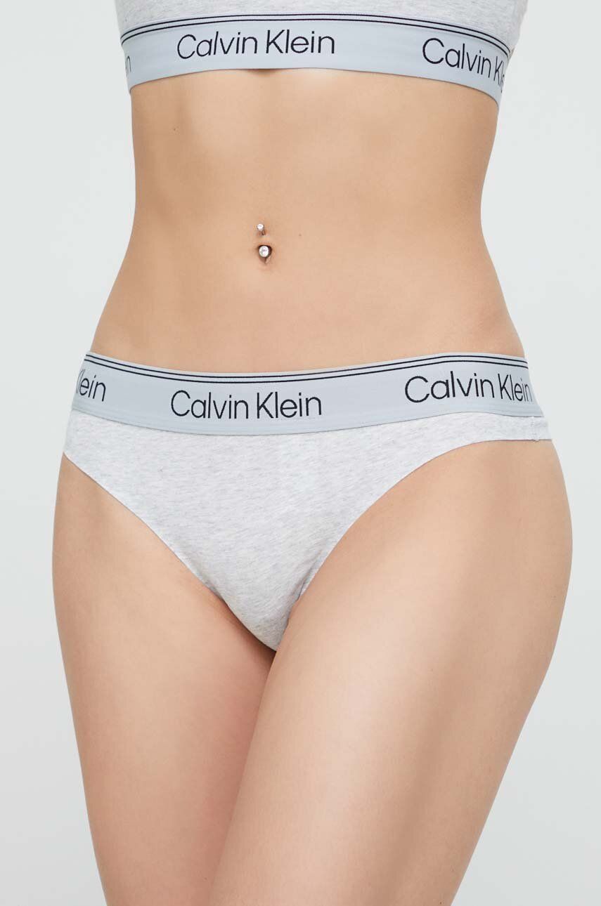 Tanga Calvin Klein Underwear šedá barva - šedá -  87 % Bavlna
