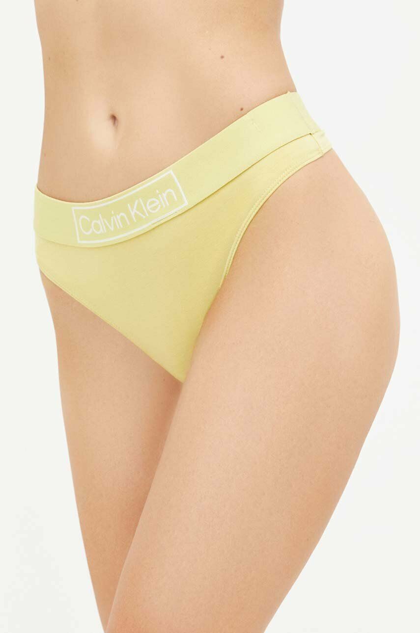 Levně Tanga Calvin Klein Underwear žlutá barva