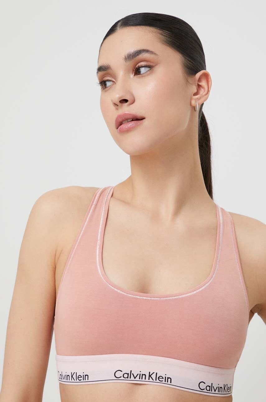 

Сутиен Calvin Klein Underwear в оранжево с изчистен дизайн, Оранжев