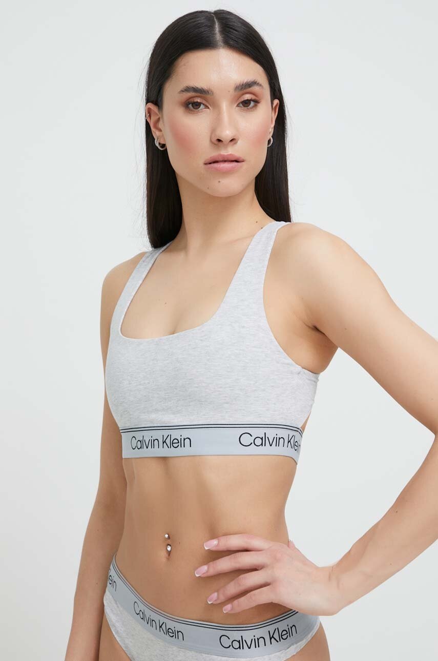

Сутиен Calvin Klein Underwear в сиво с десен, Сив
