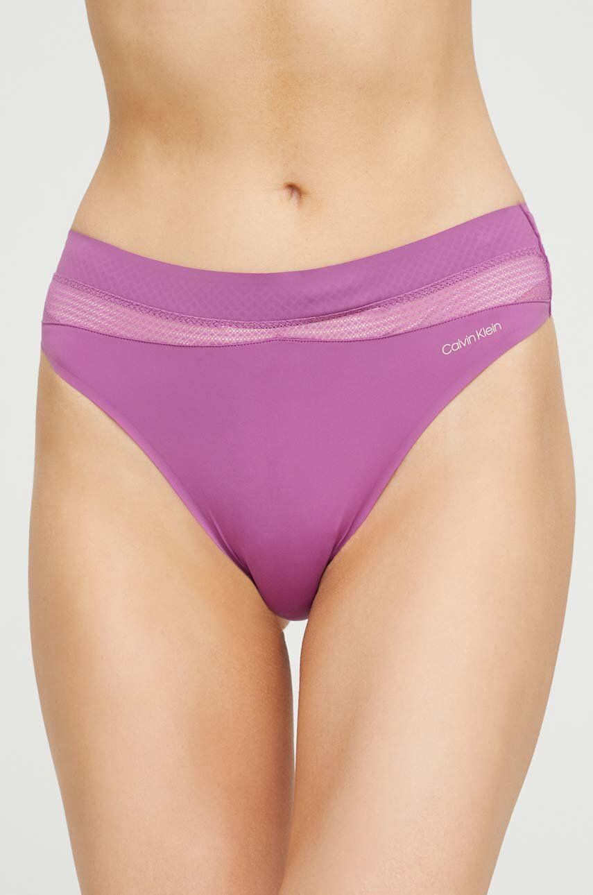 Levně Tanga Calvin Klein Underwear fialová barva