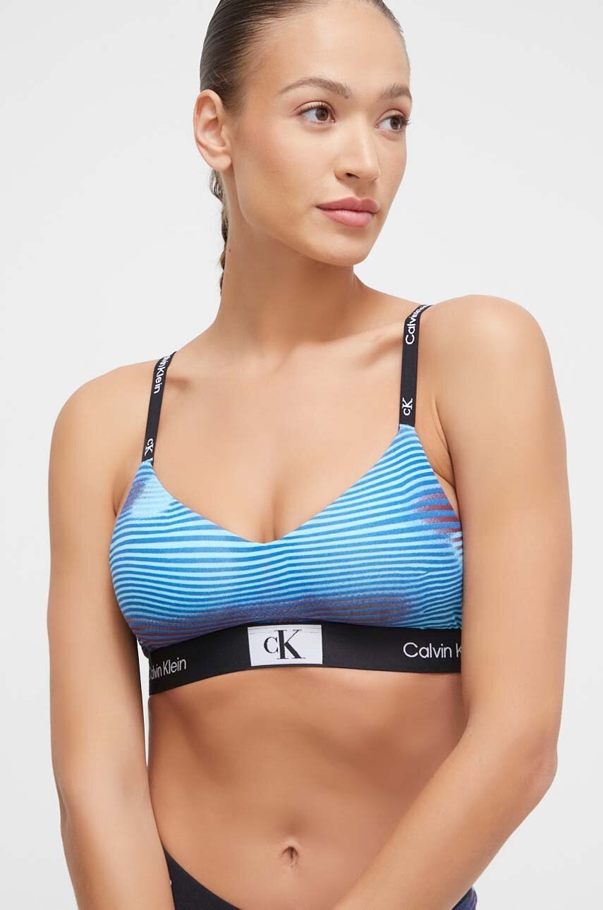 

Сутиен Calvin Klein Underwear в тъмносиньо с десен, Тюркоазен