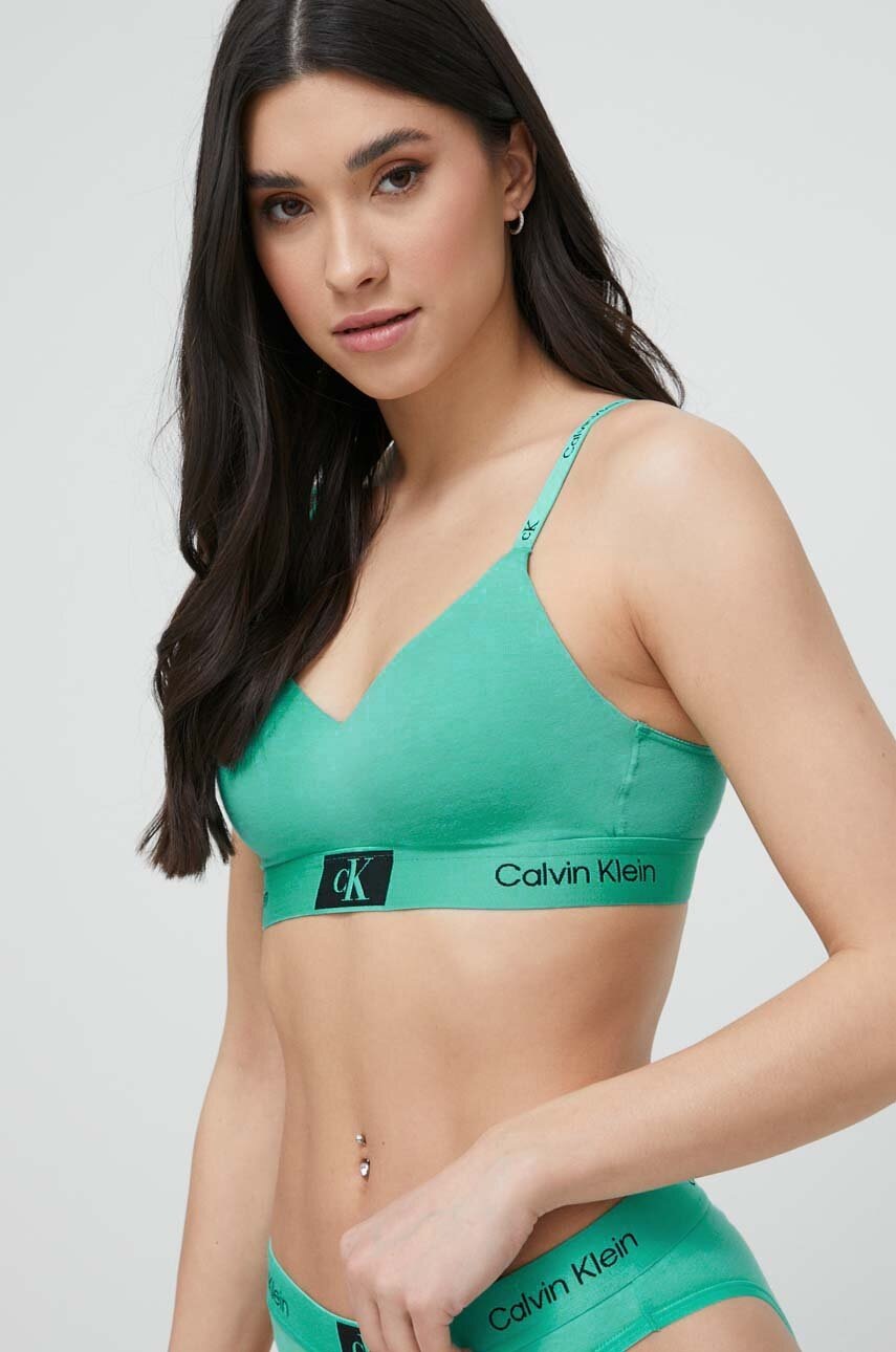 

Сутиен Calvin Klein Underwear в тюркоазено с изчистен дизайн, Тюркоазен