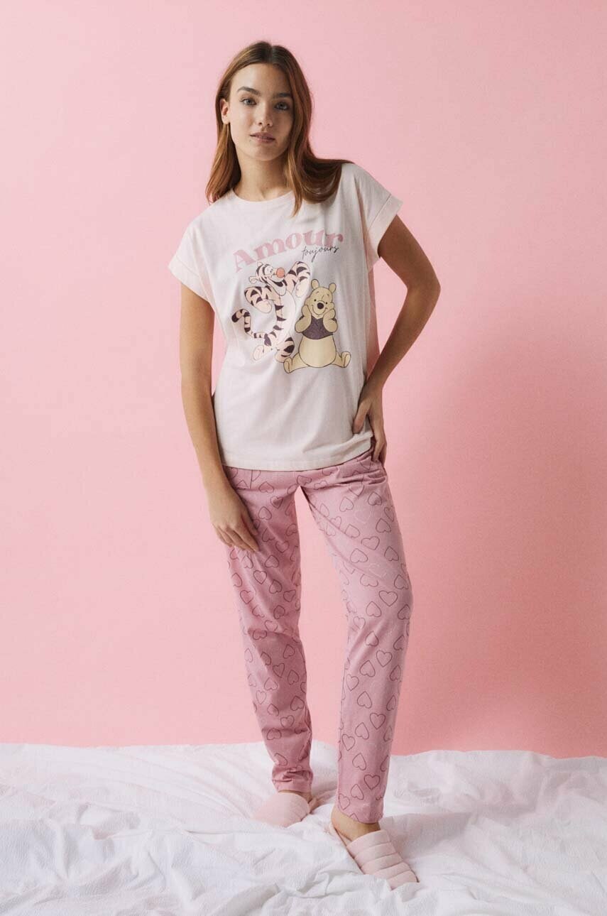 Women'secret pijama winnie the pooh femei, culoarea roz, 3135201