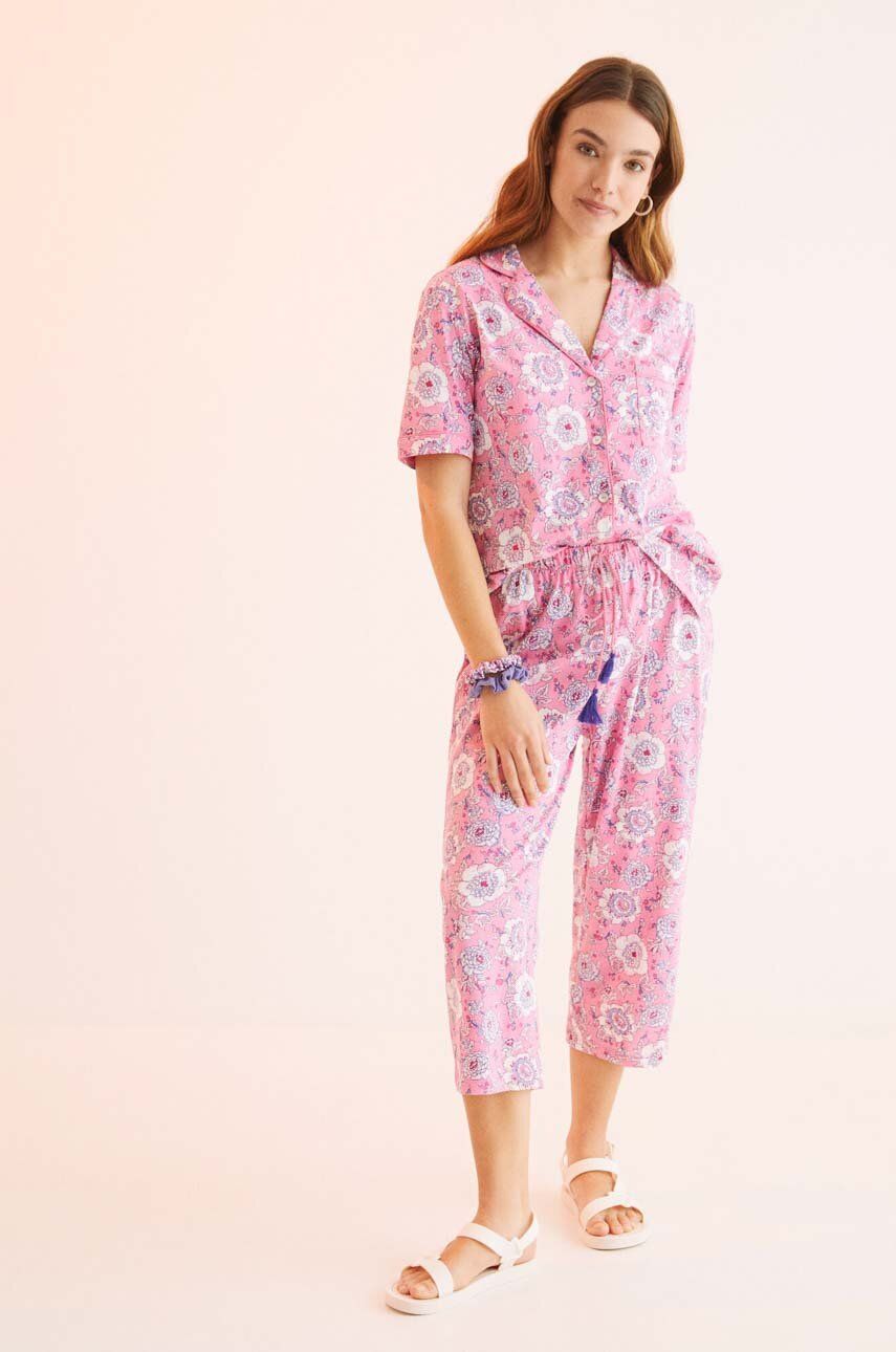 women'secret pijamale de bumbac Mix & Match culoarea roz, bumbac, 4855674 image4