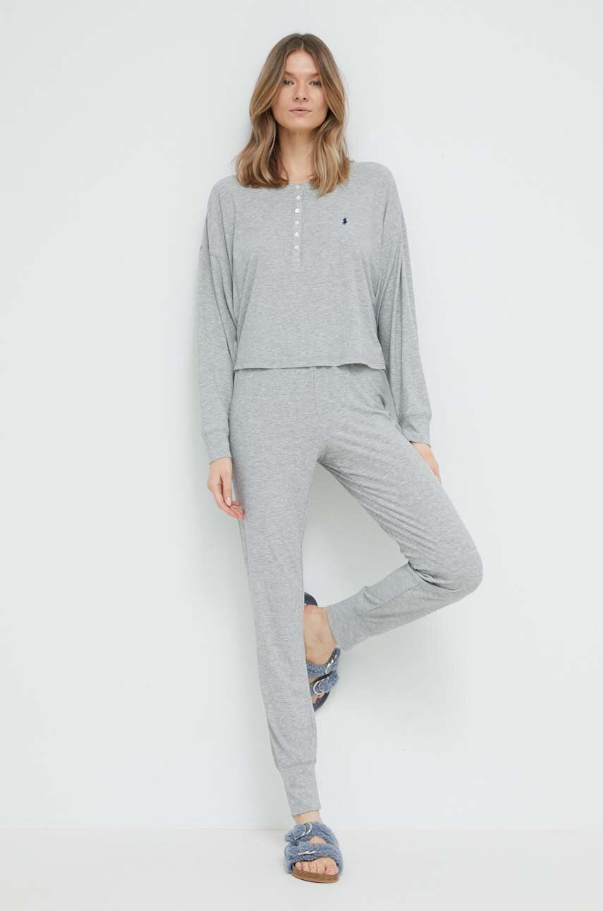 Pyžamo Polo Ralph Lauren šedá barva - šedá -  47 % Modal