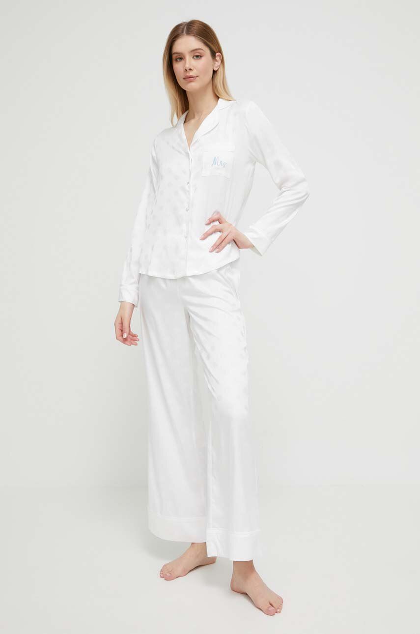 Kate Spade pijama femei, culoarea alb, satin