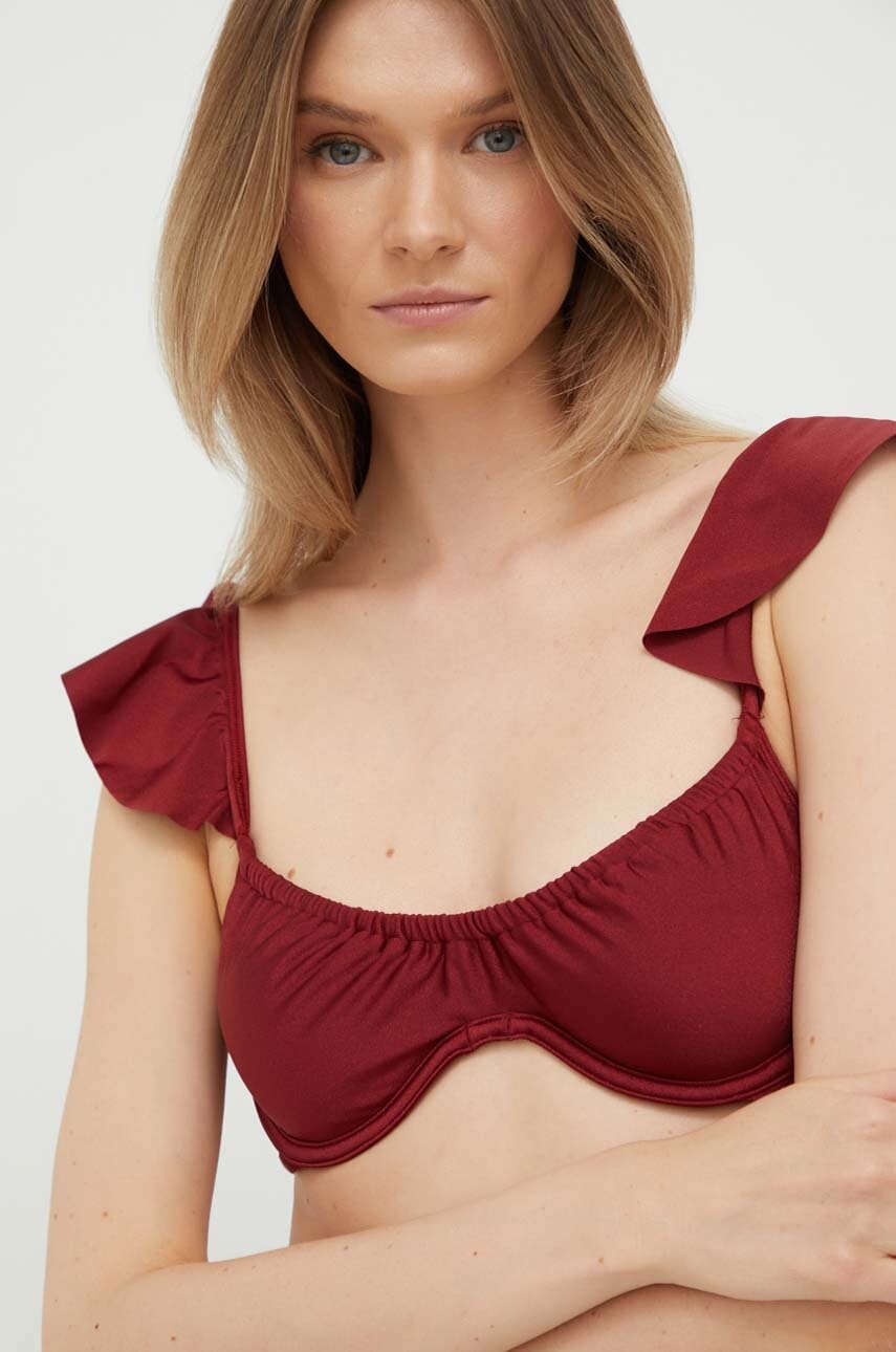 Abercrombie & Fitch Sutien De Baie Culoarea Bordo, Cupa Moale