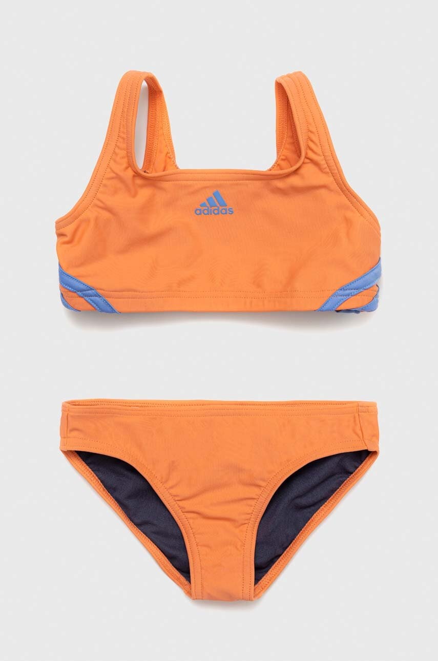 Levně Dvoudílné dětské plavky adidas Performance 3S BIKINI oranžová barva