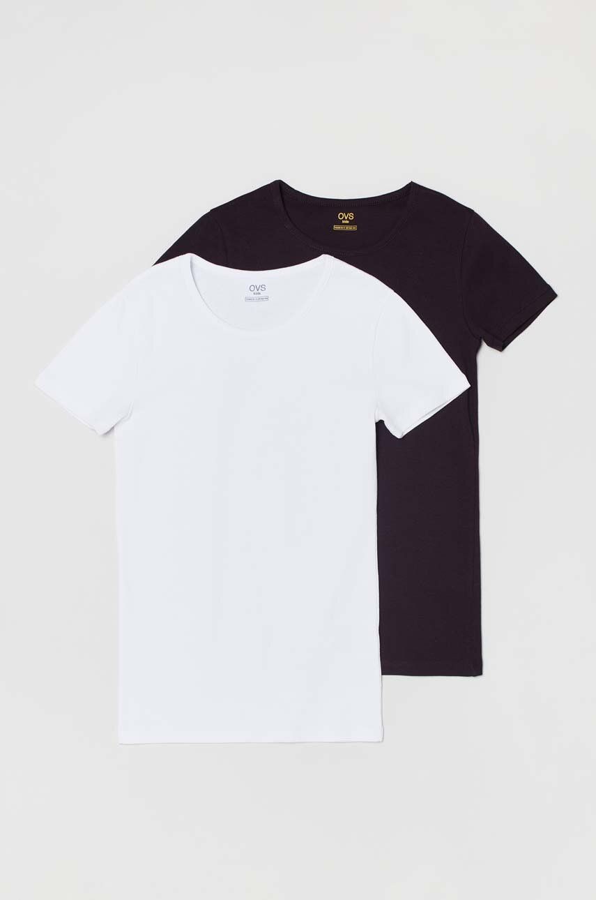 Dětské pyžamové tričko OVS 2-pack černá barva - černá -  100 % Bavlna