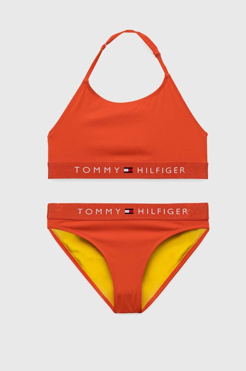 Dvoudílné dětské plavky Tommy Hilfiger oranžová barva - oranžová -  Materiál č. 1: 83 % Polyami