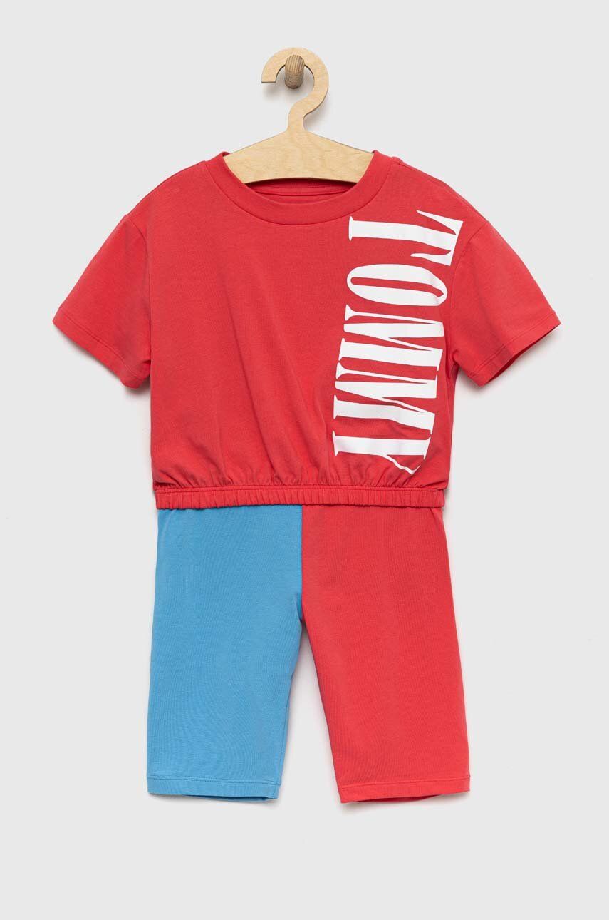 Dětské pyžamo Tommy Hilfiger růžová barva, s potiskem - růžová -  Hlavní materiál: 95 % Bavlna